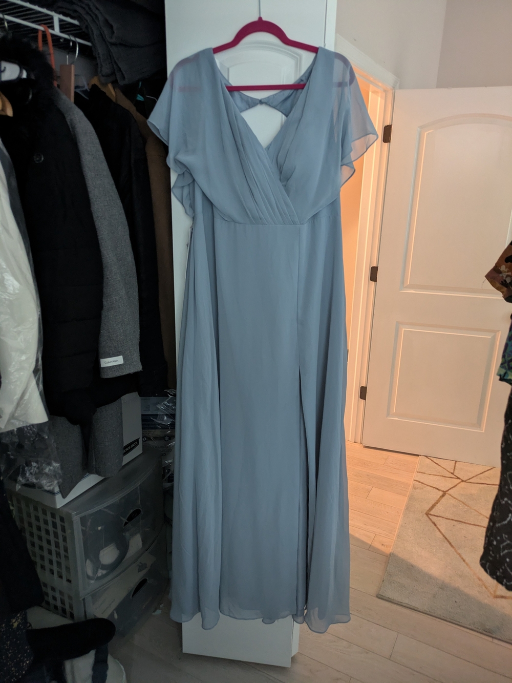 Azazie Dusty Blue Chiffon Maxi Dress